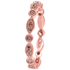 Champagne Diamond Rounds Rose Gold Fashion Stackable Eternity Filigree Band Ring
