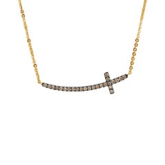 Champagne Diamond Sideways Cross Necklace