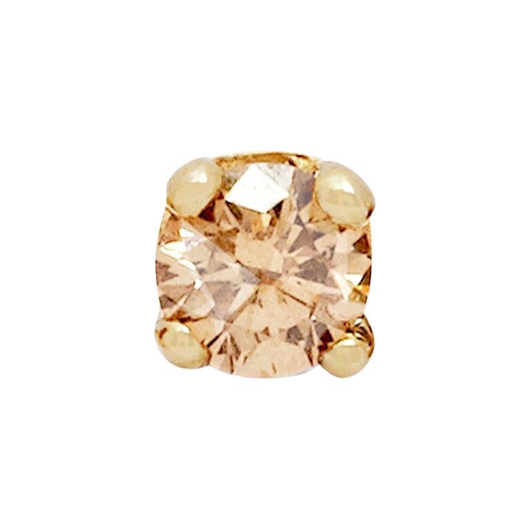Champagnerfarbener Diamant-Ohrstecker 'Single' von Allison Bryan im Angebot