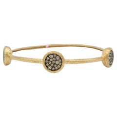 Champagne Diamond Textured Bangle in 14K Yellow Gold