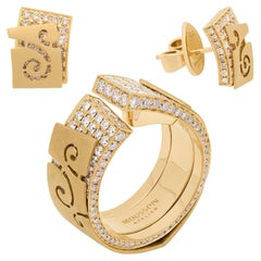 Champagne Diamonds 18 Karat Yellow Gold Pret-a-Porter Studs Suite