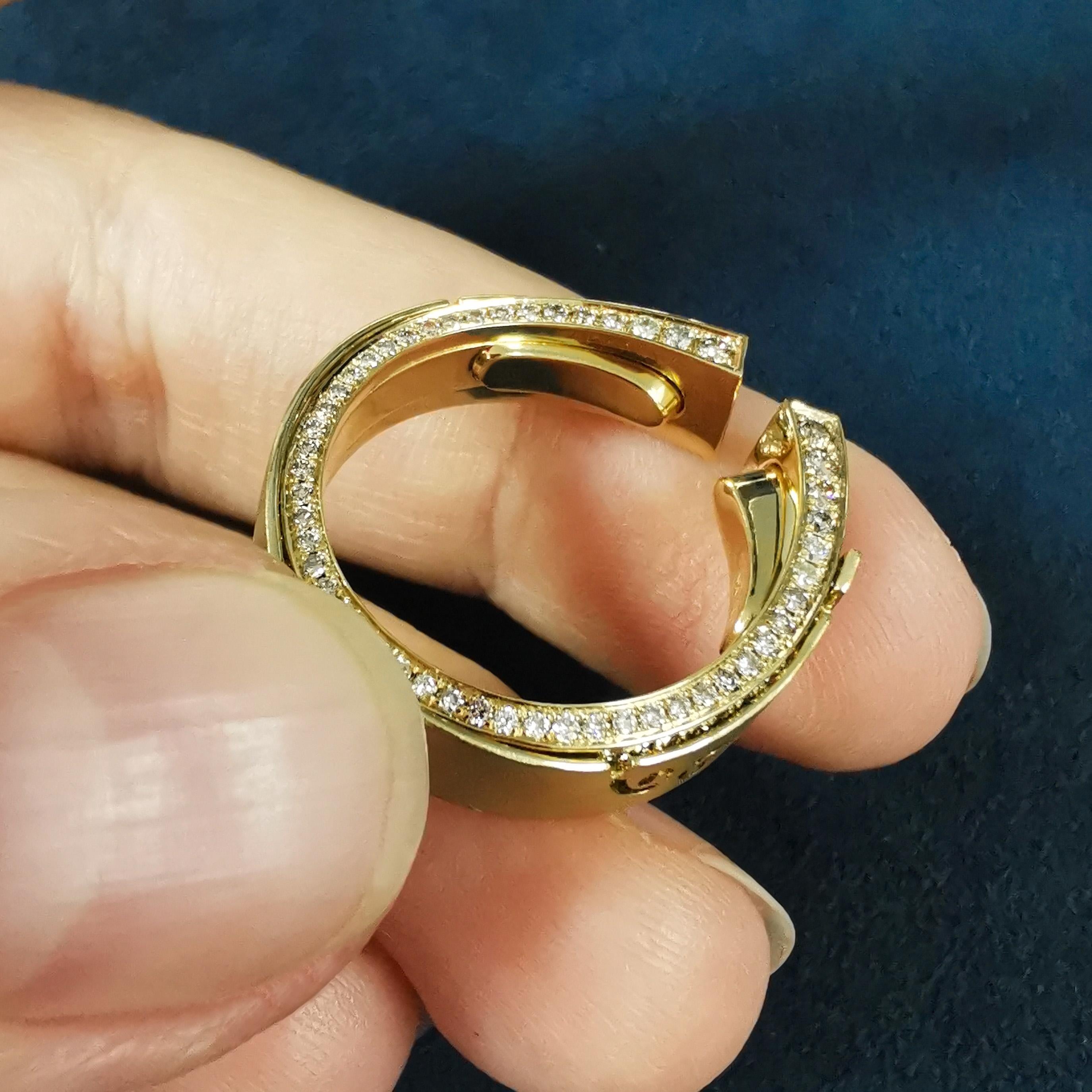 Champagne Diamonds 18 Karat Yellow Gold Small Veil Ring For Sale 1