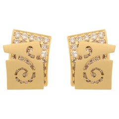 Champagne Diamonds 18 Karat Yellow Gold Studs Veil Earrings