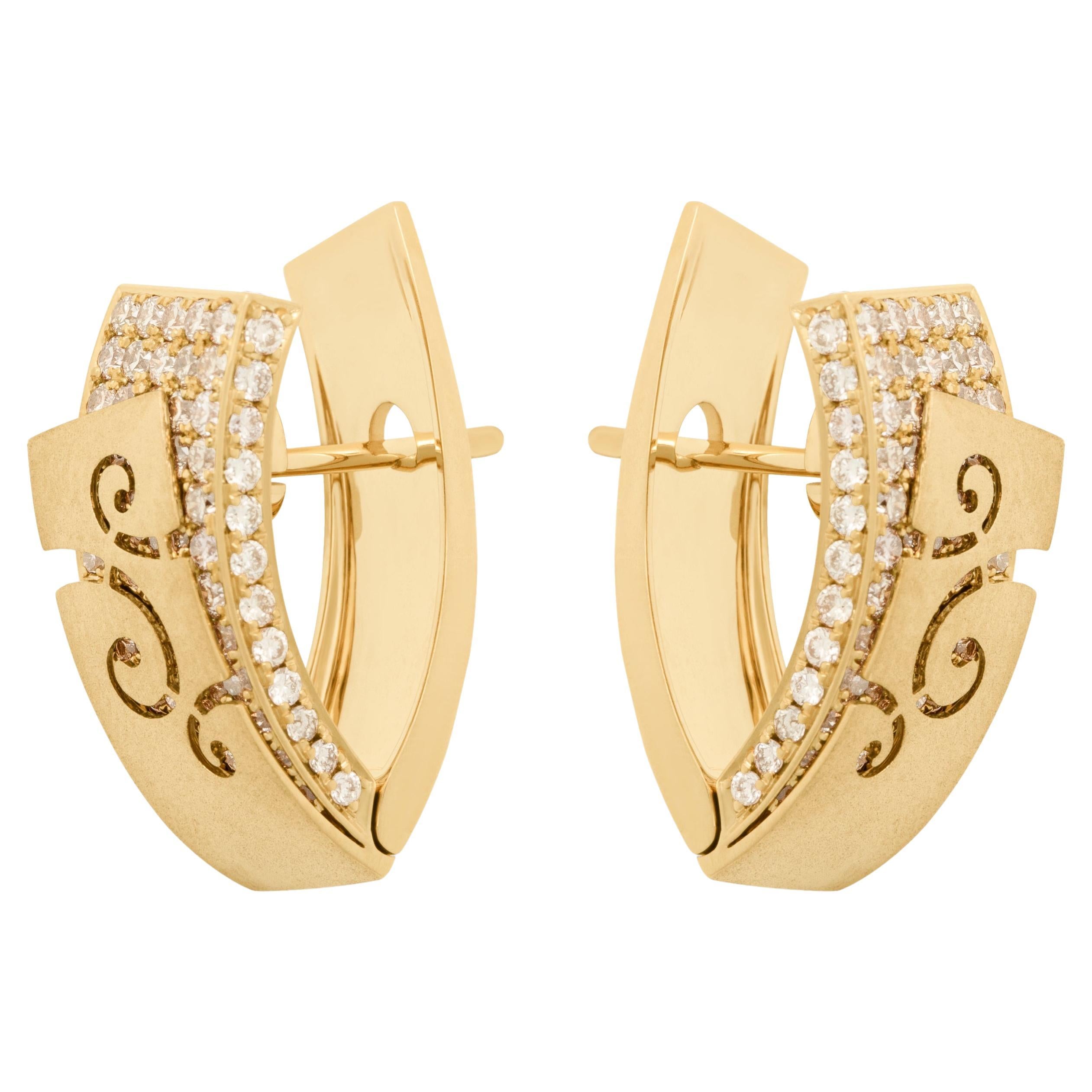 Champagne Diamonds 18 Karat Yellow Gold Veil Earrings

Veil inspired this jewelry series by our designers. For example, these Earrings seem to have two layers. The first layer is a 