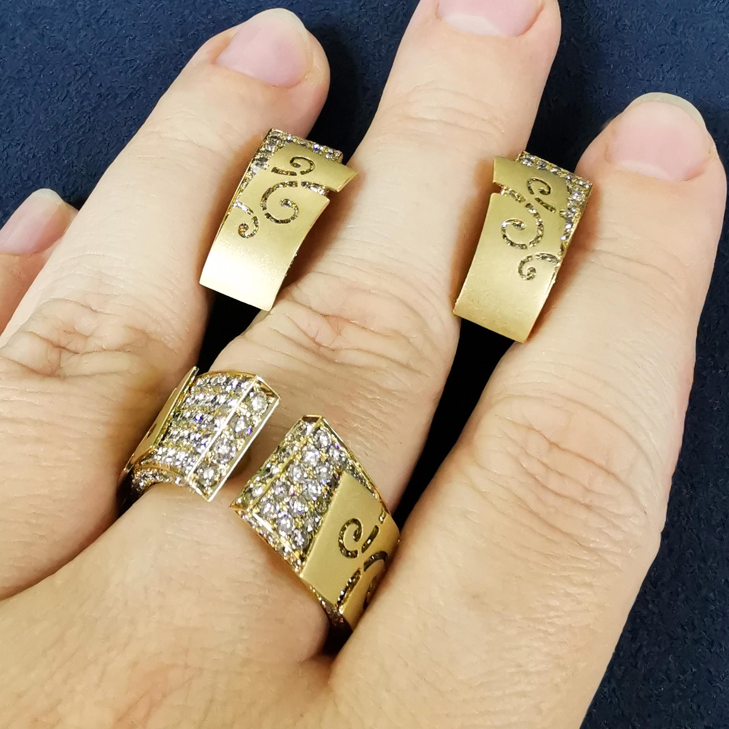 Suite aus Champagner-Diamanten-Flugzeug aus 18 Karat Gelbgold (Rundschliff)