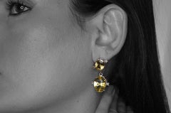 Champagne Diamonds and Lemon Quartz in White Gold Earrings by Alexander Leyser
