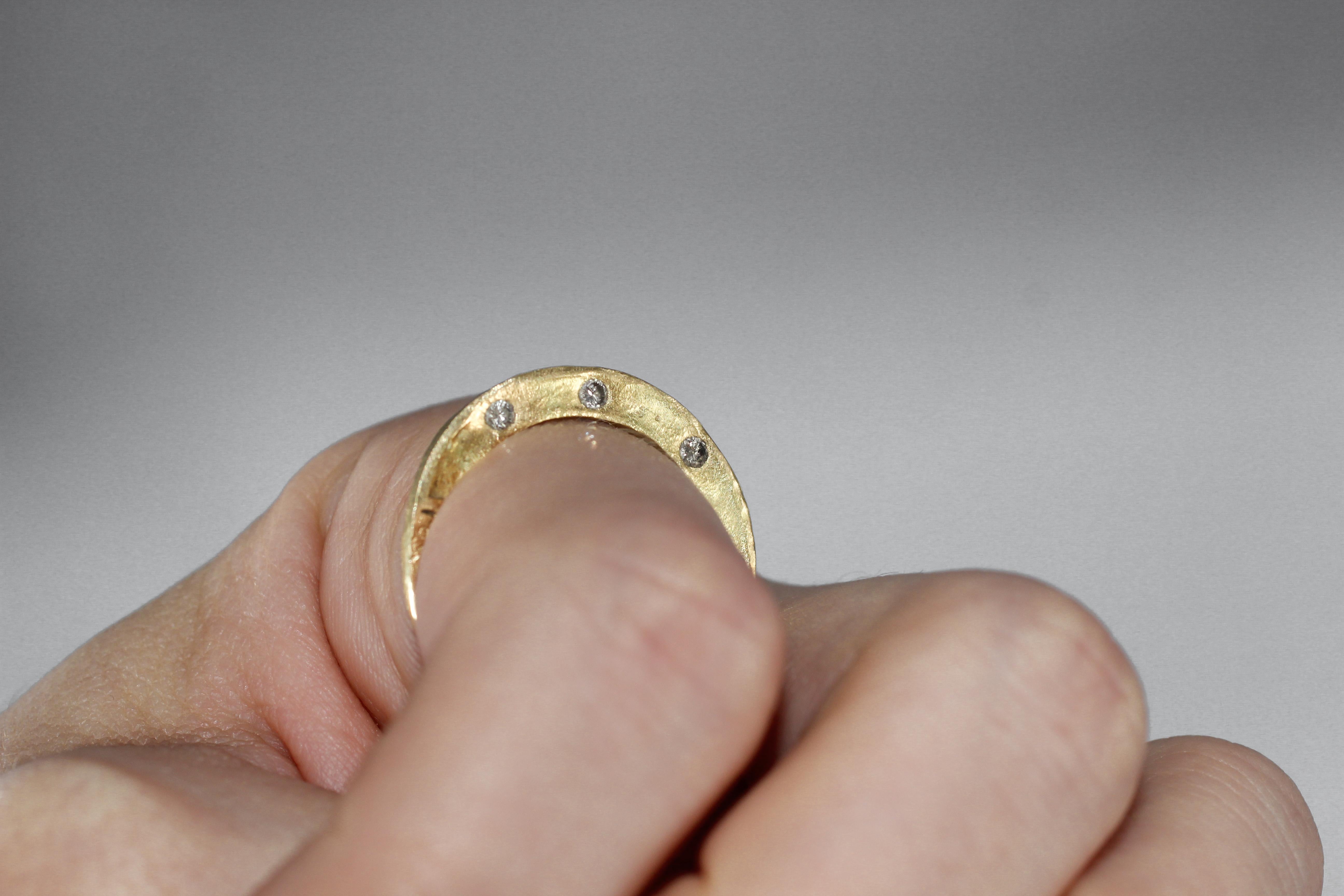 Champagne Diamonds in Recycled 22k Gold Wedding or Bridal Stackable Ring For Sale 5