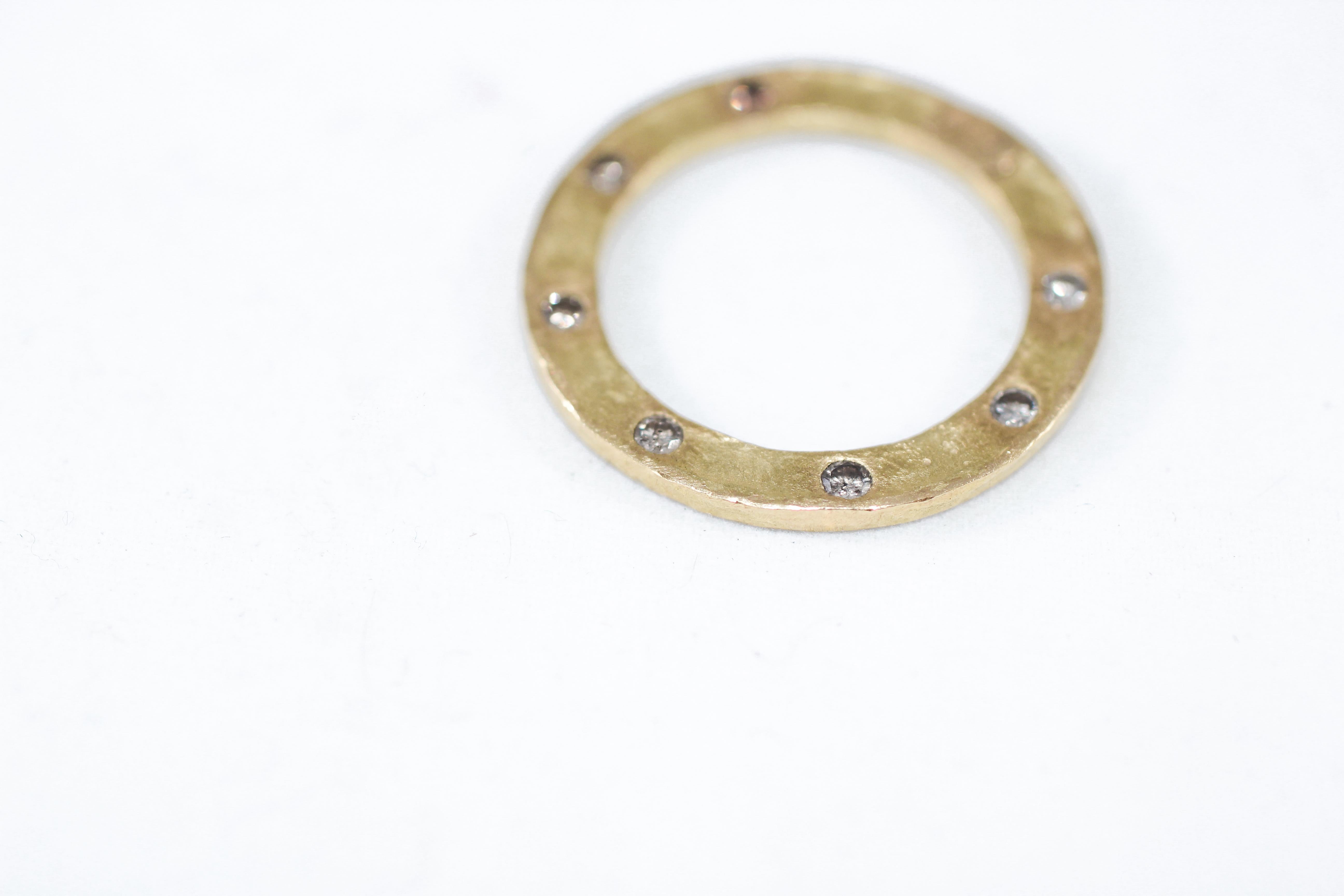 Artist Champagne Diamonds in Recycled 22k Gold Wedding or Bridal Stackable Ring For Sale