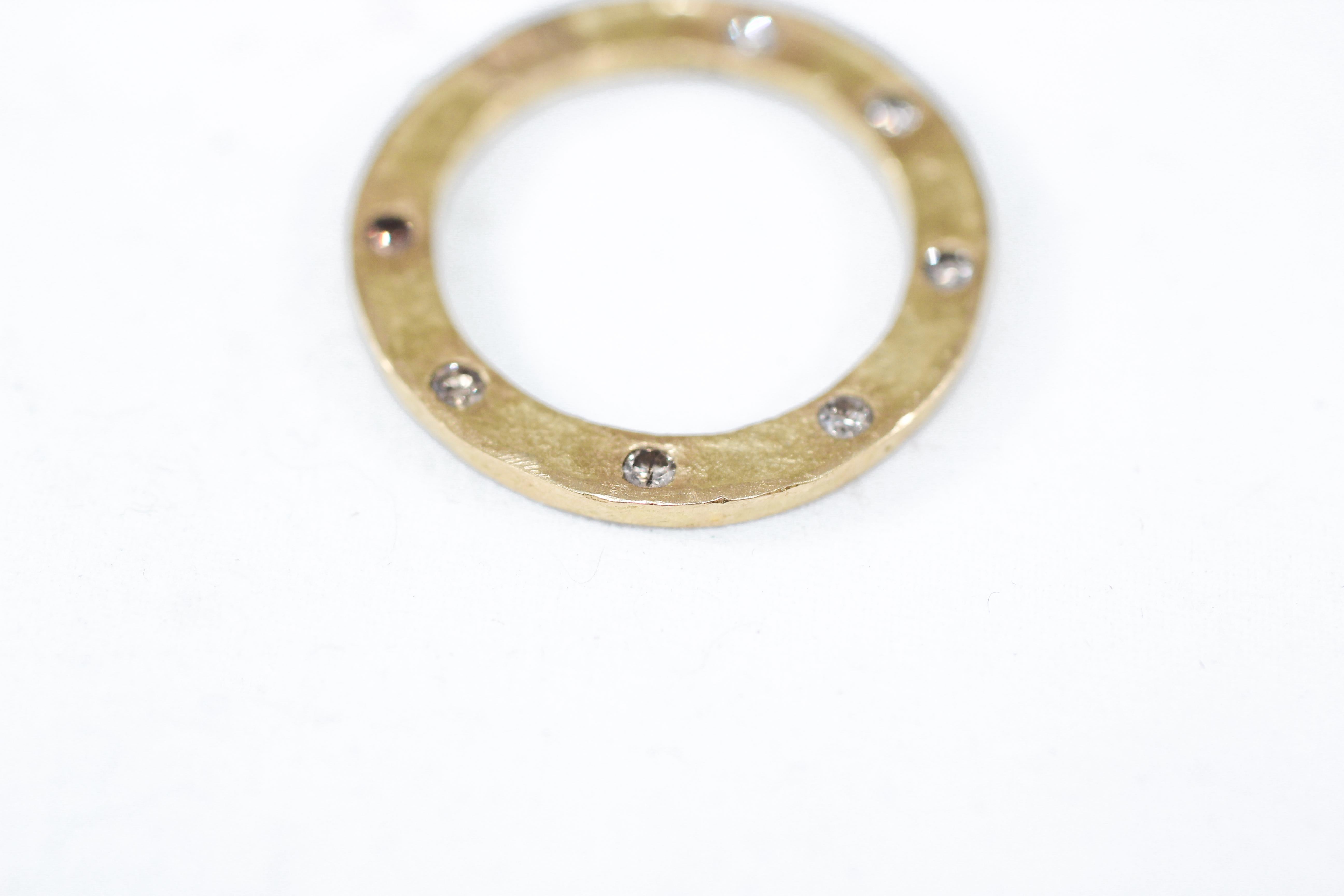 Round Cut Champagne Diamonds in Recycled 22k Gold Wedding or Bridal Stackable Ring For Sale