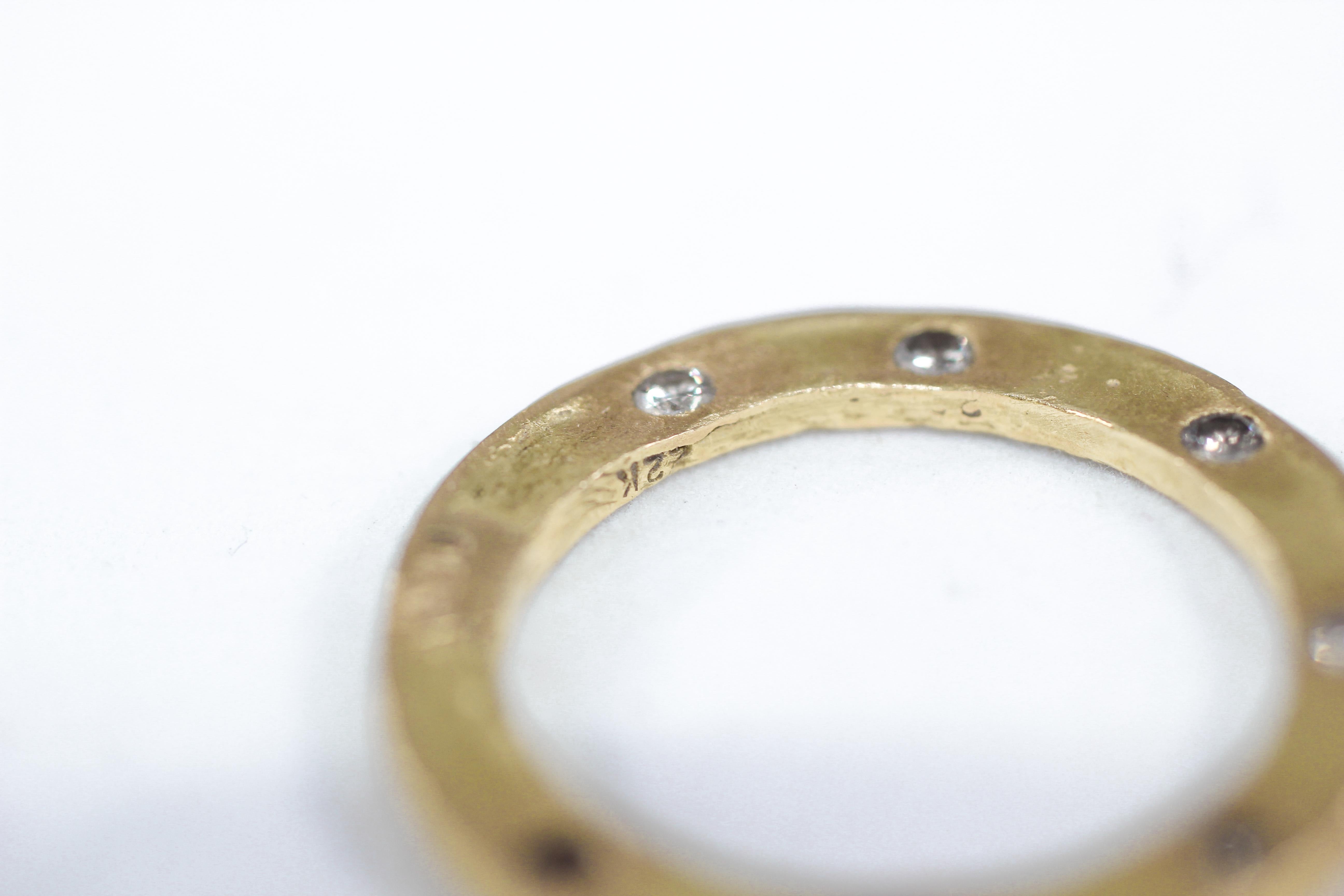 Champagne Diamonds in Recycled 22k Gold Wedding or Bridal Stackable Ring For Sale 2