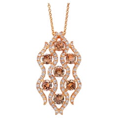 Halskette mit Champagner-Diamanten-Anhänger und weißen Diamanten 1,47 Karat 18K Roségold