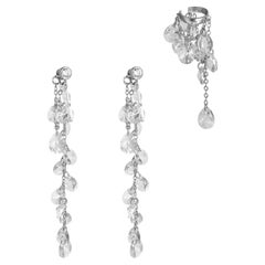 Champagne Ear Set in Sterling Silver, Zirconia Studs & Glass Crystals by O Sh