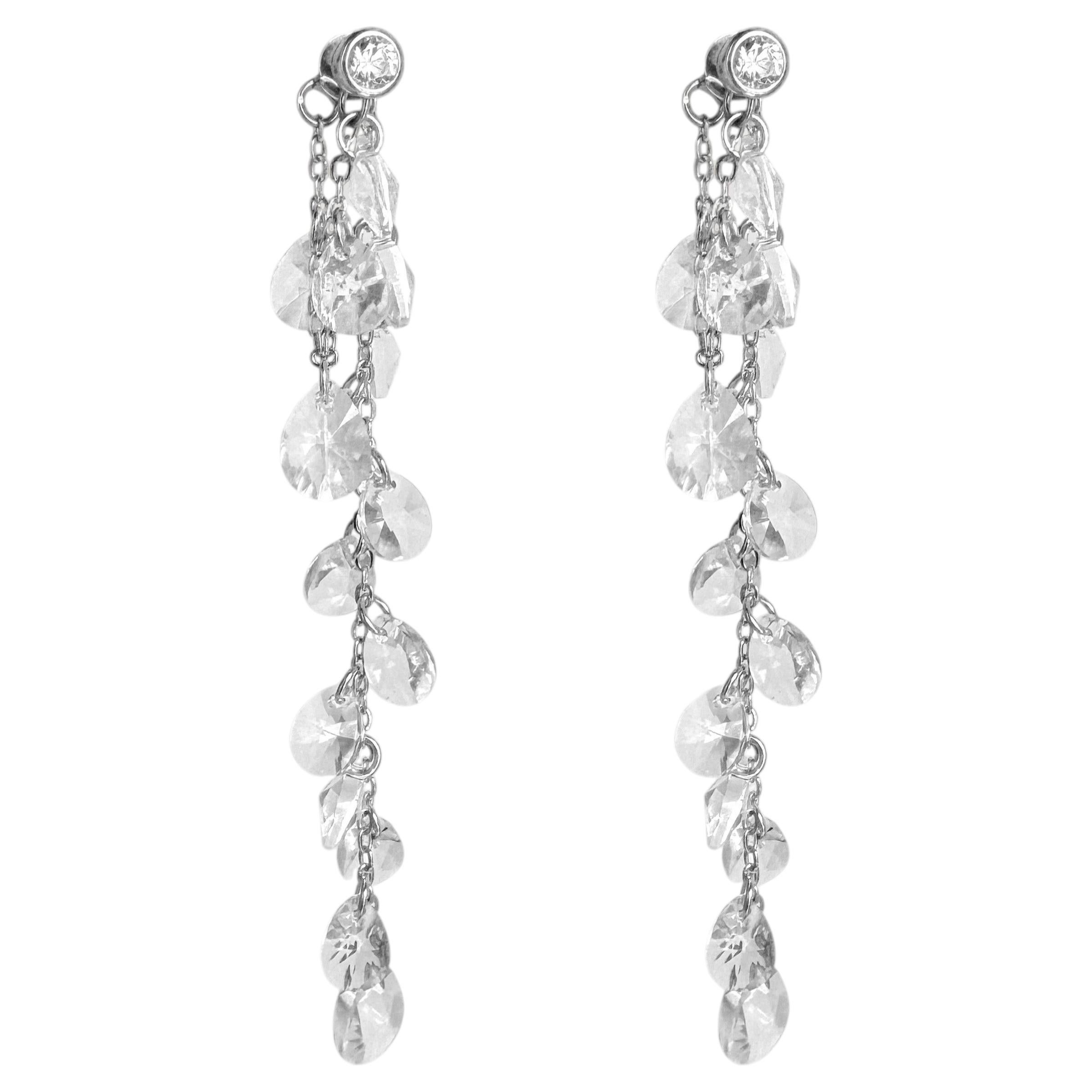 Champagne Earrings in Sterling Silver, Zirconia Studs & Glass Crystals by O Sh