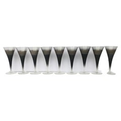 Champagne Flutes Glasses in Black & Silver, circa 1960s