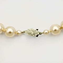 Champagne Glass Pearl Necklace with a Silver Tone and Rhinestone Clasp