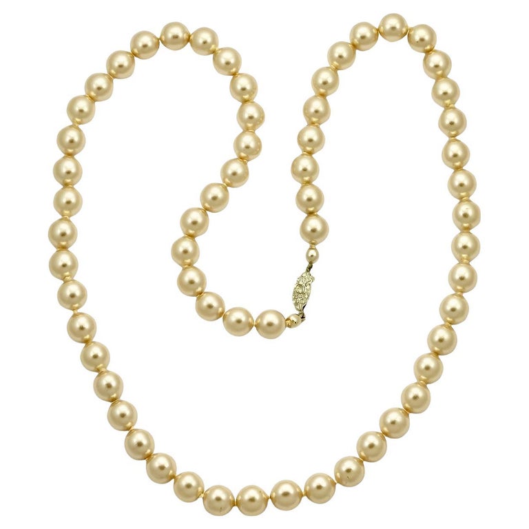 Collier De Perles Vintage - Imitation Perles De Culture, Fermoir Strass, Occasion