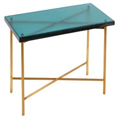 Champagne glass side table with steel base