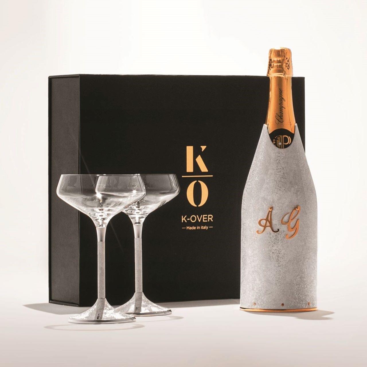 Champagnerglas, Sterling Silber, anpassbar, 2 Pieces im Zustand „Hervorragend“ im Angebot in Firenze, IT
