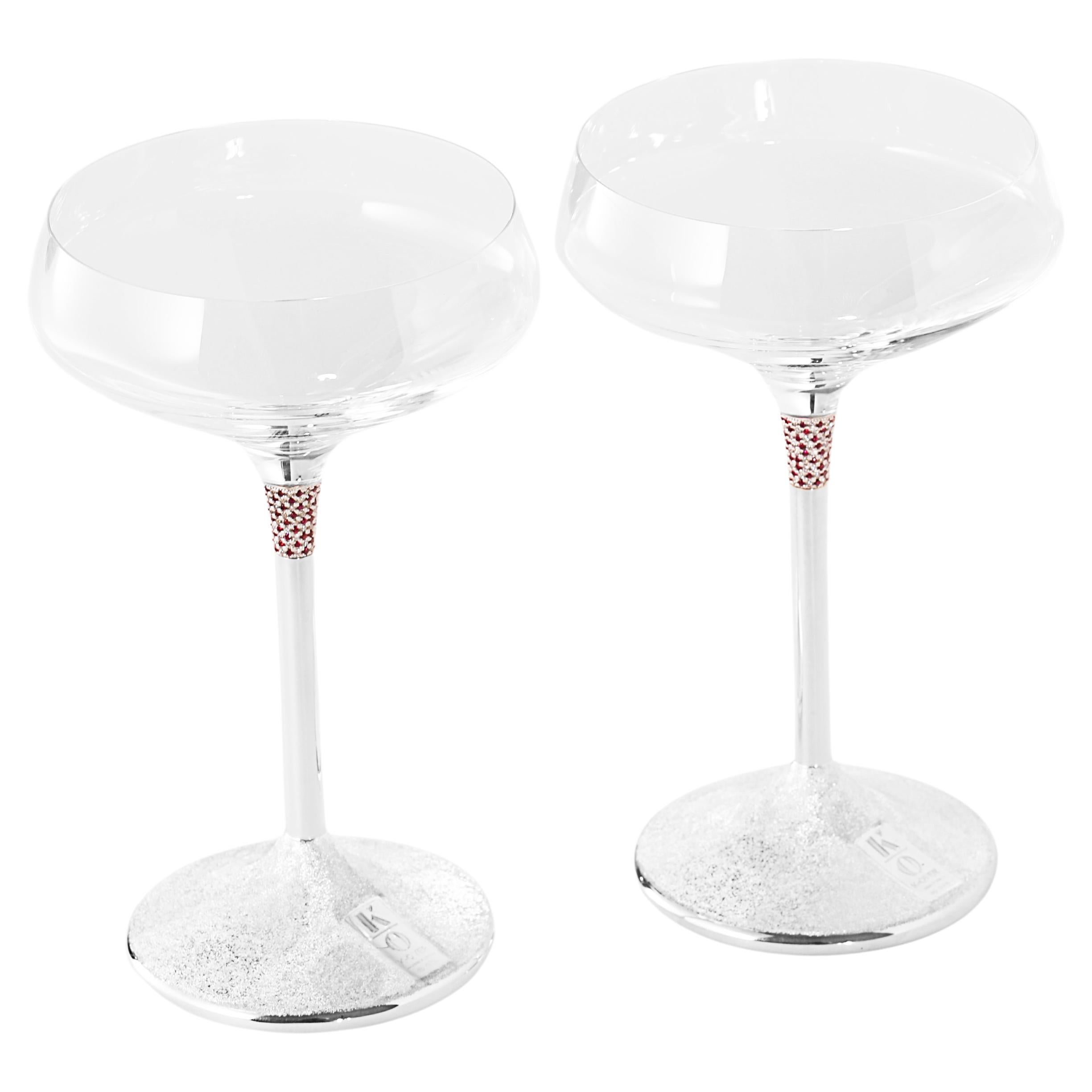 Champagne Glass, Sterling Silver, Customizable, 2 Pieces