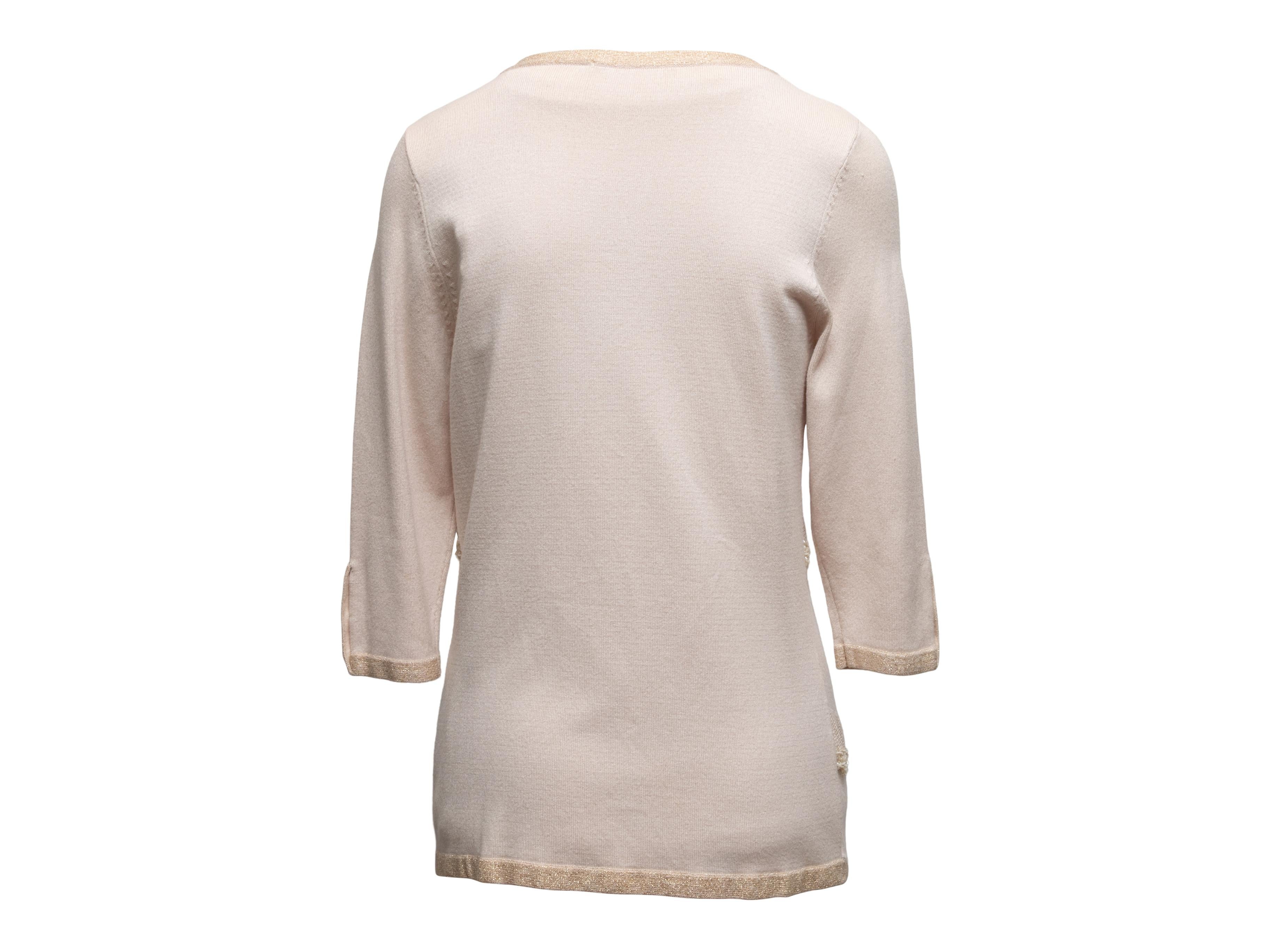 Women's Champagne & Gold Valentino Knit Cardigan & Sleeveless Top Set Size US M For Sale