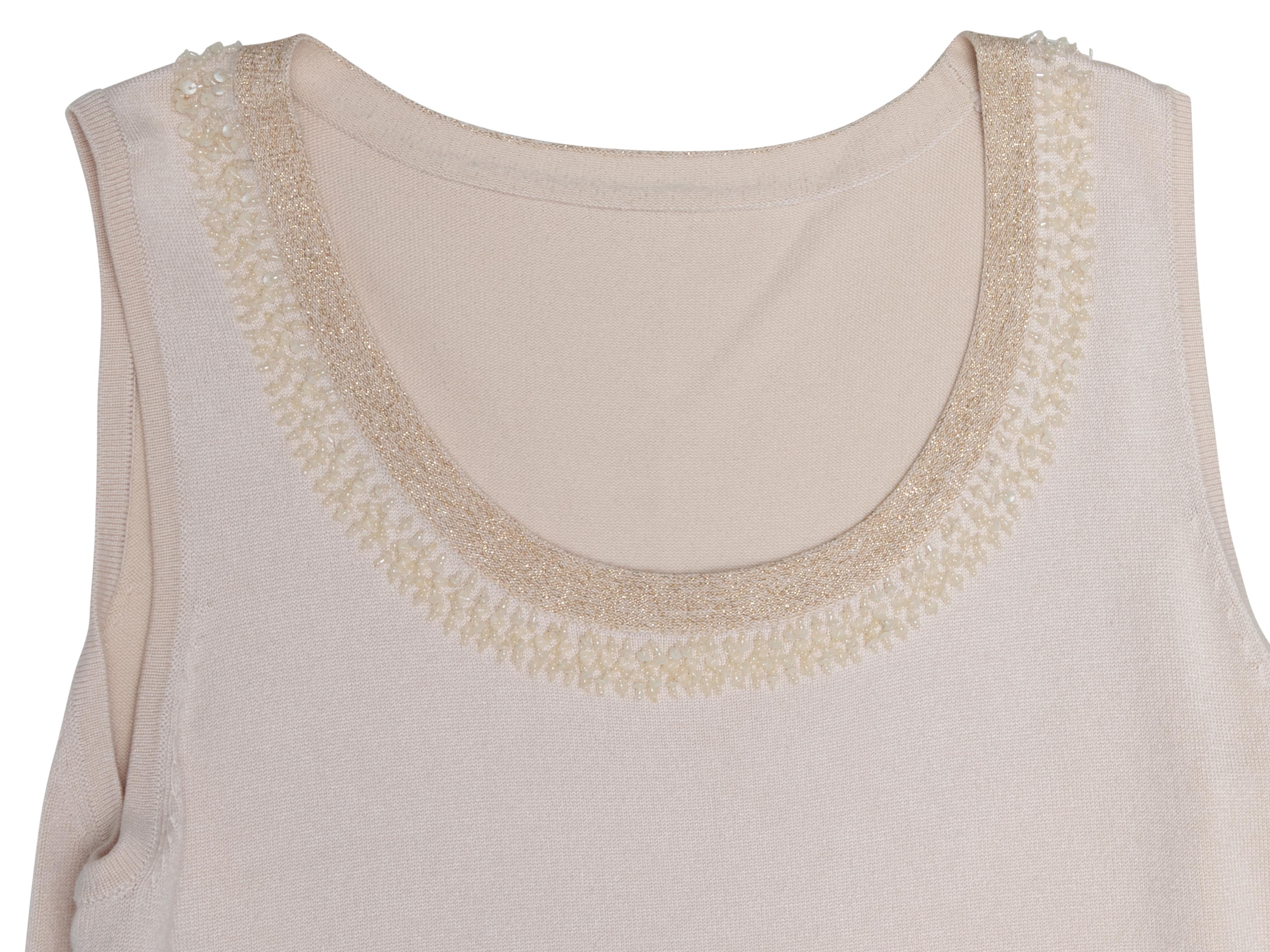 Champagne & Gold Valentino Knit Cardigan & Sleeveless Top Set Size US M For Sale 2