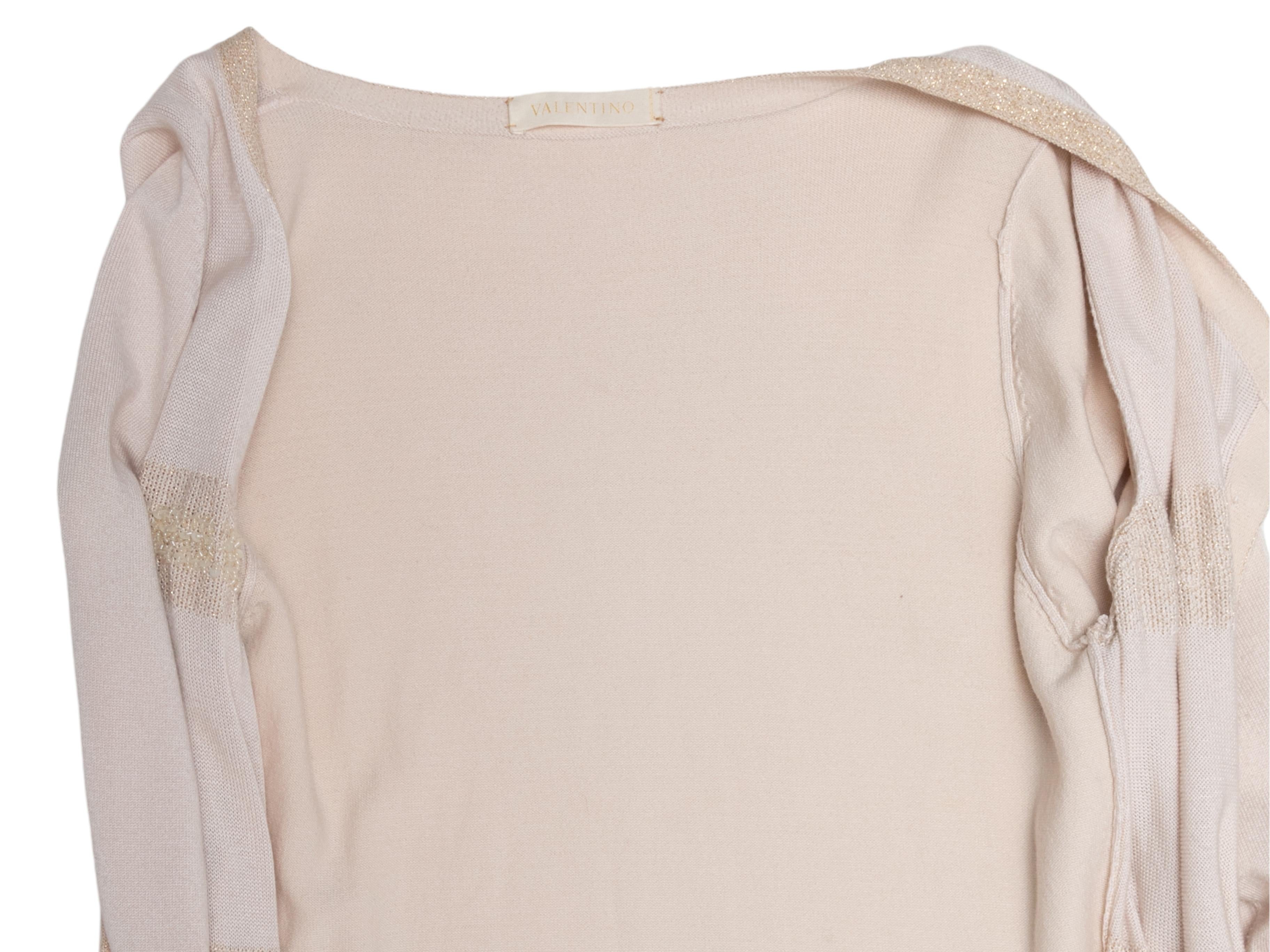 Champagne & Gold Valentino Knit Cardigan & Sleeveless Top Set Size US M For Sale 3
