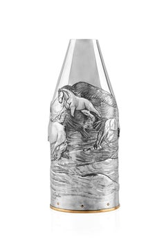 Champagnerflaschenabdeckung, Spiritus, luxuriöses Geschenk, reines Silber, Made in Italy, 2024
