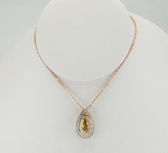 Champagne Marquise Diamond Pendant Slide 14K Gold 2.84 cts tdw