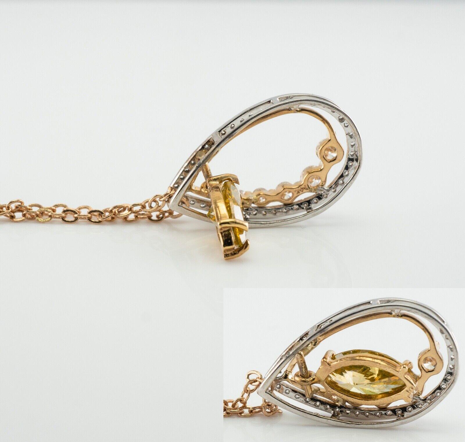 Colgante Diamante Marquesa Champán Oro 14K 2,84 cts tdw en Bueno estado para la venta en East Brunswick, NJ