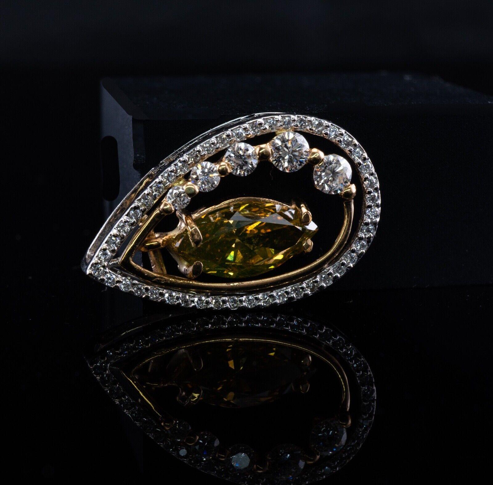 De las mujeres Colgante Diamante Marquesa Champán Oro 14K 2,84 cts tdw en venta