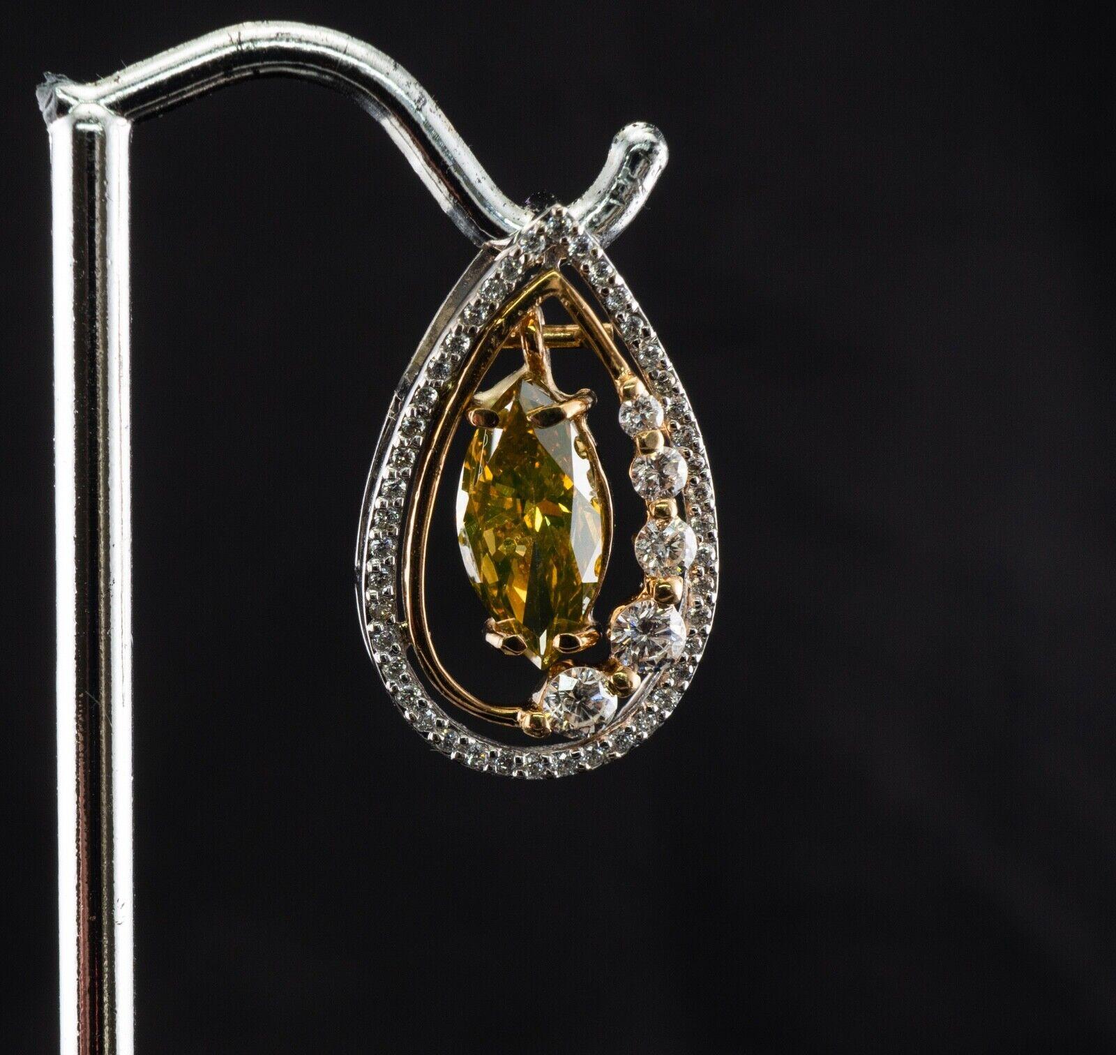 Colgante Diamante Marquesa Champán Oro 14K 2,84 cts tdw en venta 1