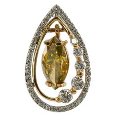 Colgante Diamante Marquesa Champán Oro 14K 2,84 cts tdw