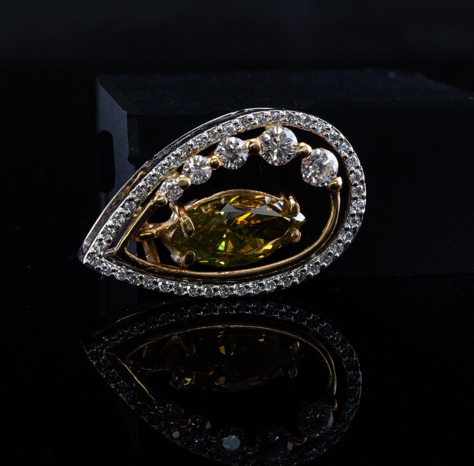Pendentif champagne en or 14 carats avec diamants taille marquise (2,84 ct. pt.) Pour femmes en vente