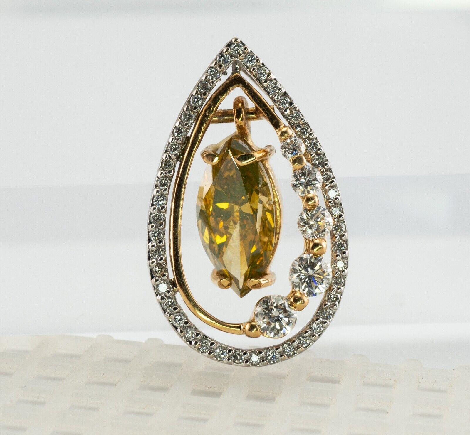 Champagne Marquise Diamond Pendant Slide 14K Gold 2.84 cts tdw For Sale 3