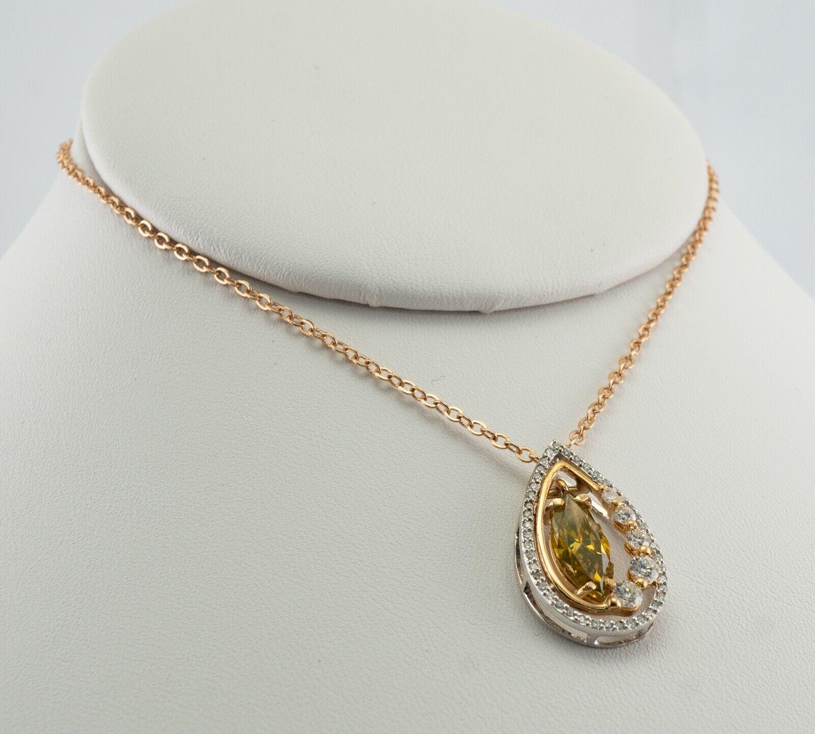 Champagne Marquise Diamond Pendant Slide 14K Gold 2.84 cts tdw For Sale 4