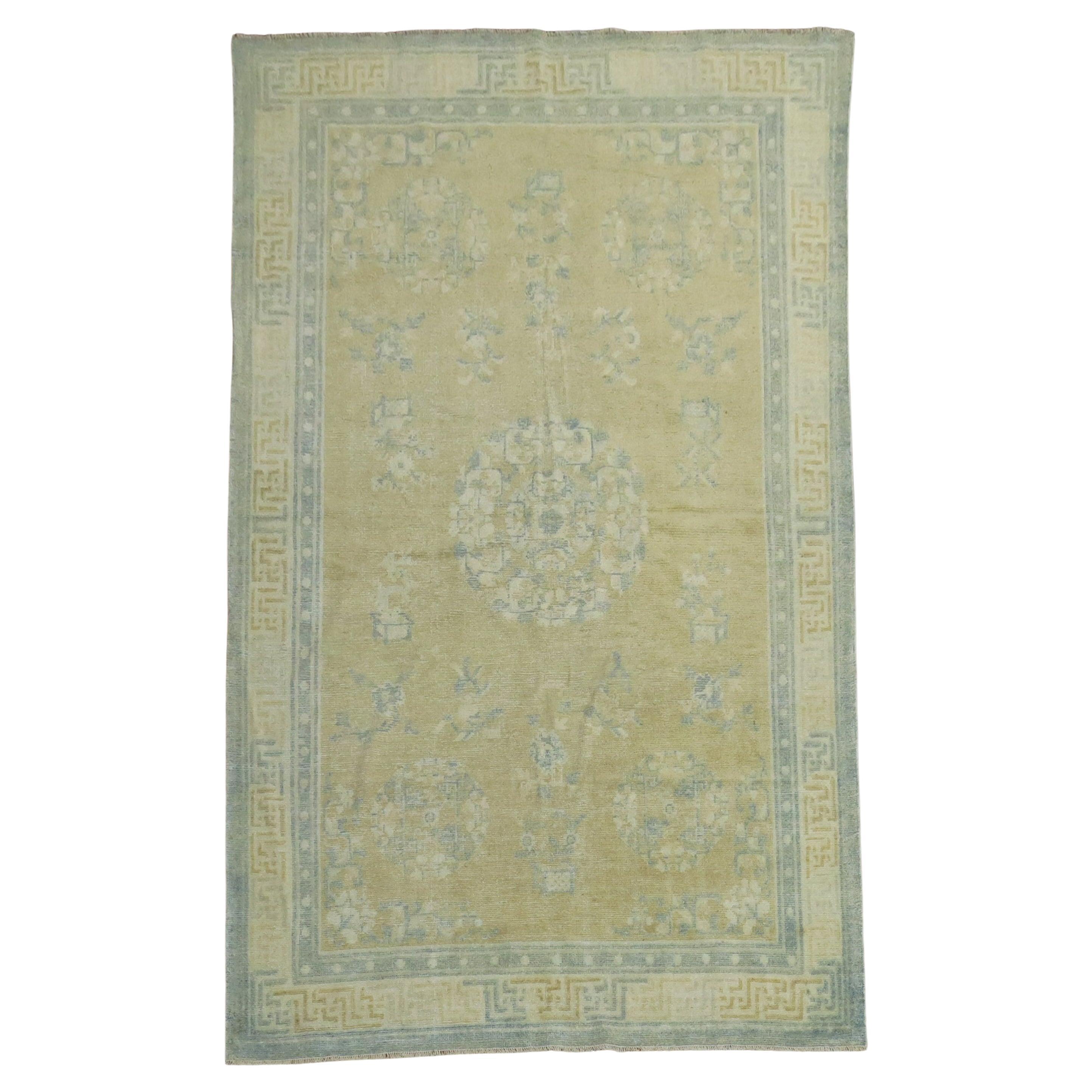 Champagne Mustard Soft Blue Chinese Rug