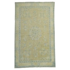 Antique Champagne Mustard Soft Blue Chinese Rug