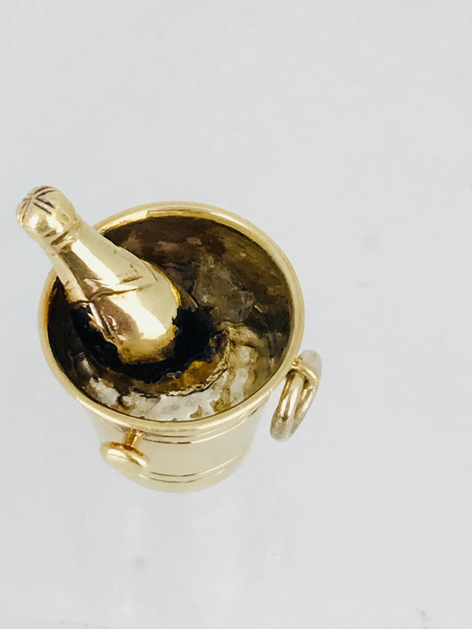 Modern Champagne on Ice, Bucket with Enamel, circa 1950, 14 Karat Gold For Sale