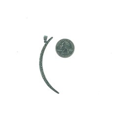 Champagne Pave Set Diamonds Oxidize Silver Crescent Moon Pendant