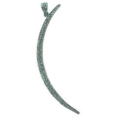 Champagne Pave Set Diamonds Oxidize Silver Crescent Moon Pendant