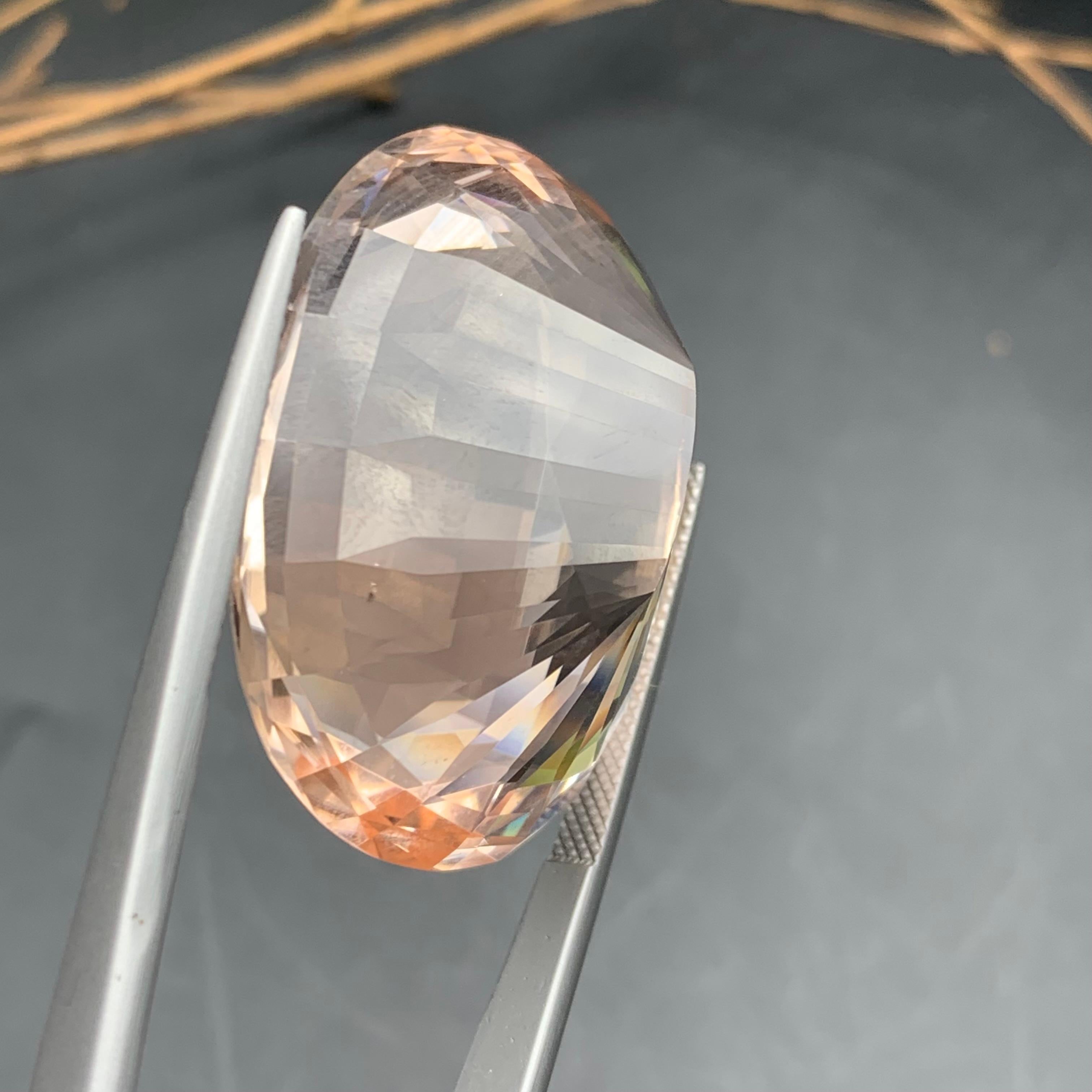 Champagne Peach Big Natural Morganite Loose Gemstone 80.65 Ct Collection Piece For Sale 5