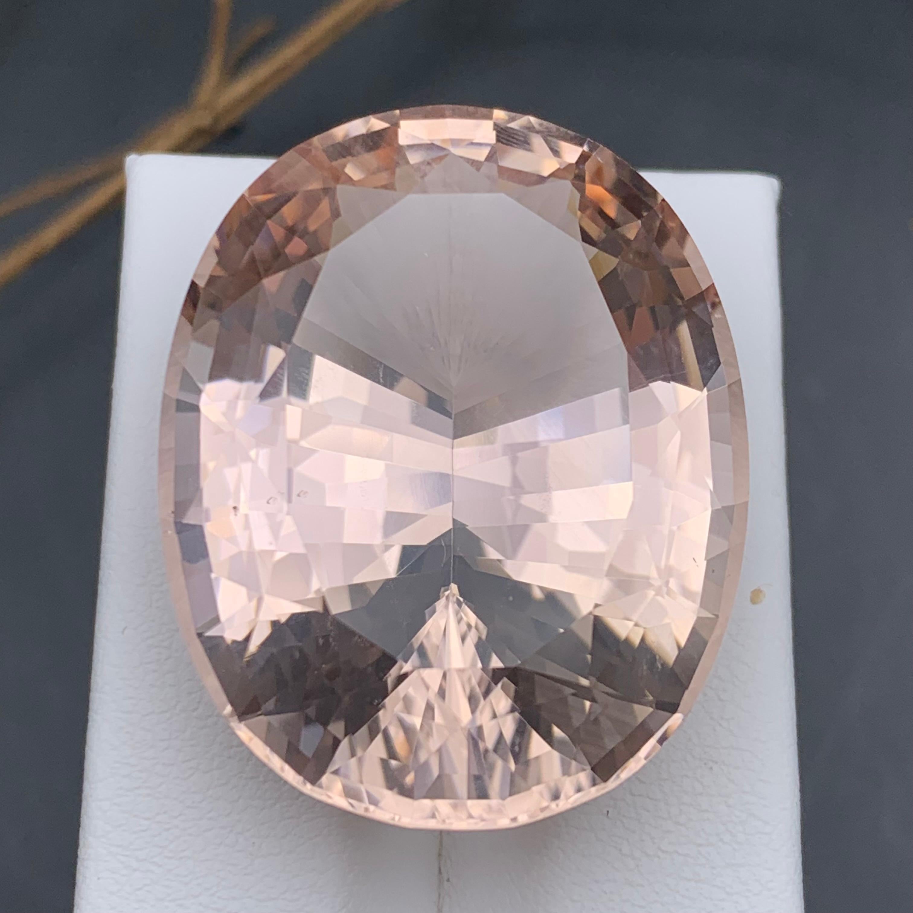 Champagne Peach Big Natural Morganite Loose Gemstone 80.65 Ct Collection Piece For Sale 6