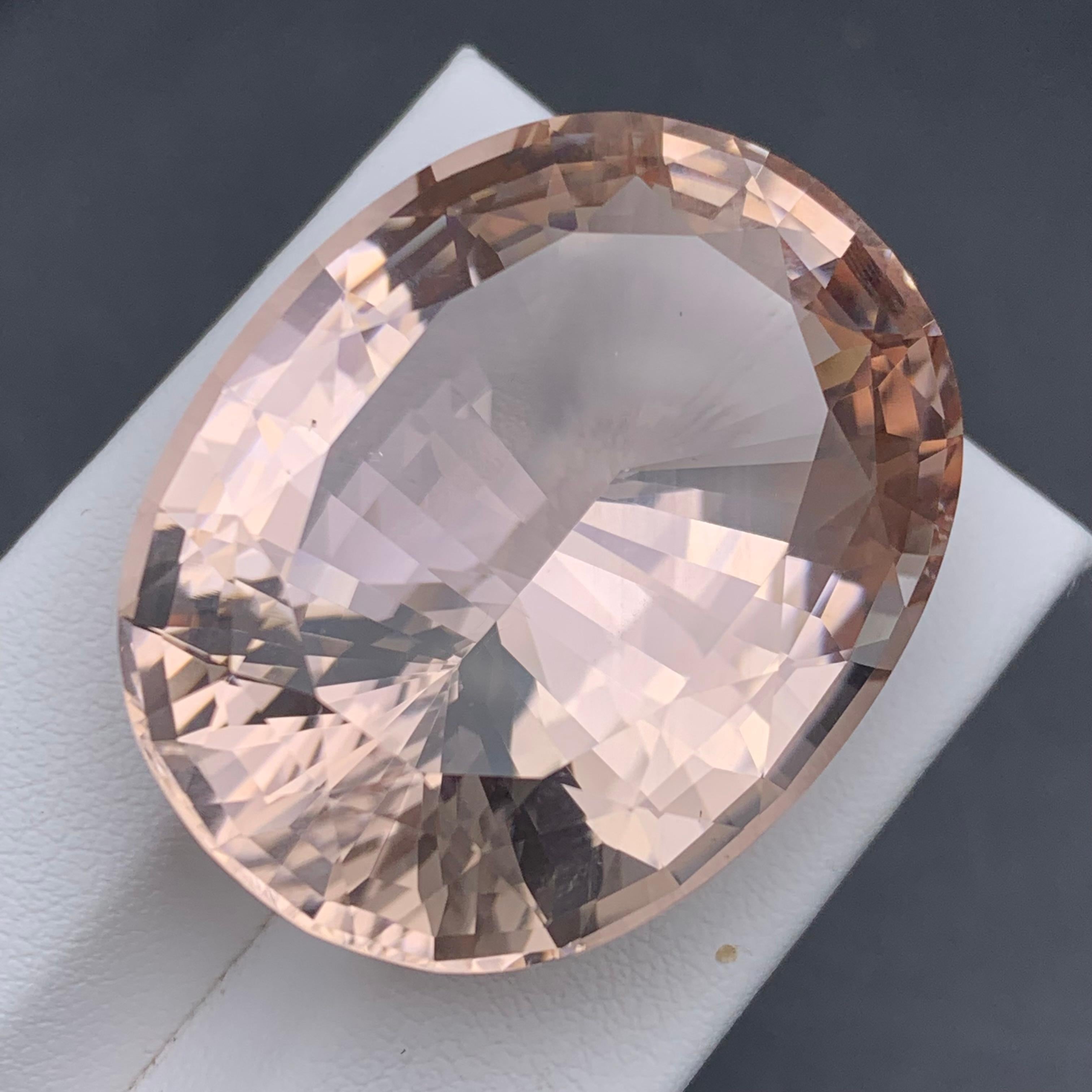 Champagne Peach Big Natural Morganite Loose Gemstone 80.65 Ct Collection Piece For Sale 7
