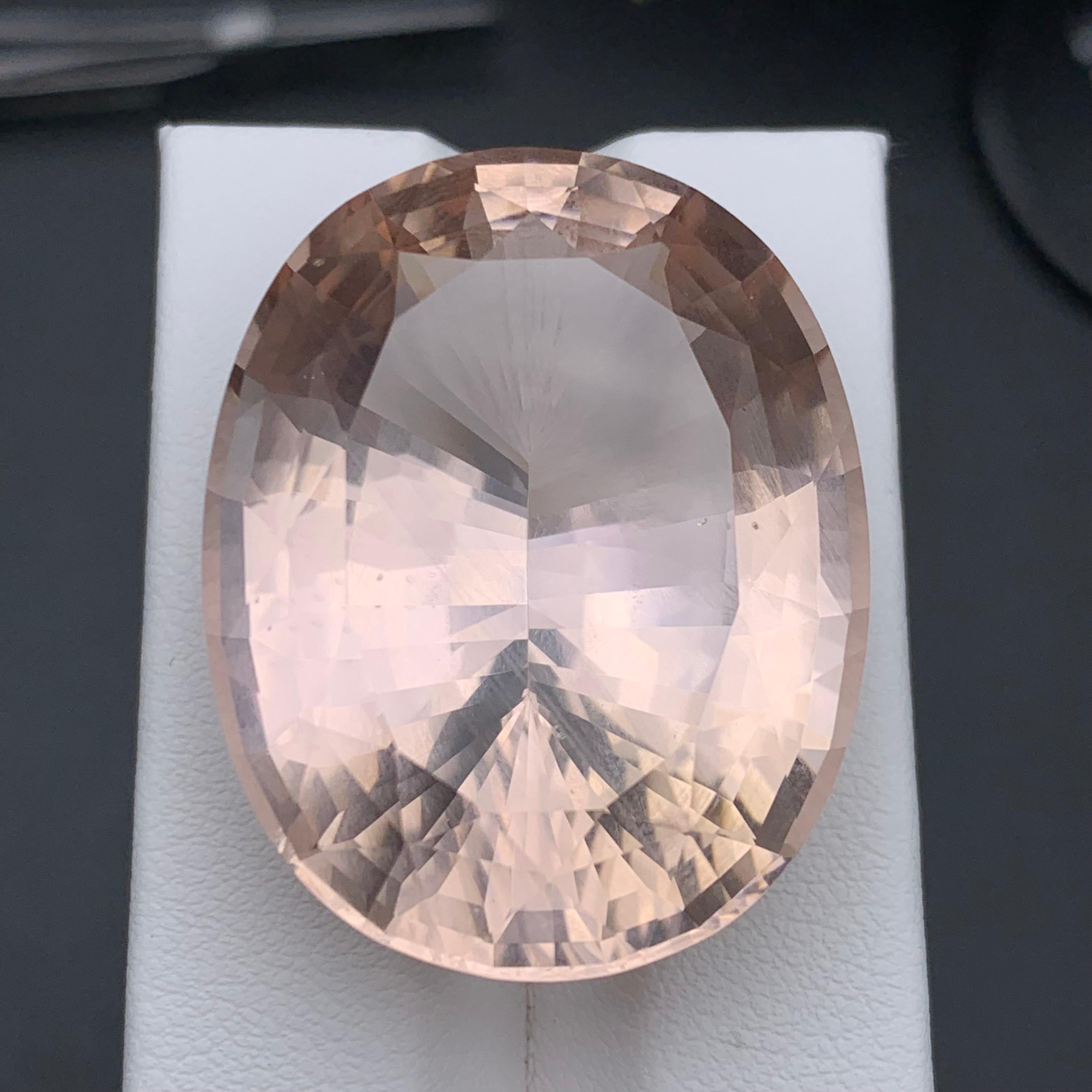 Champagne Peach Big Natural Morganite Loose Gemstone 80.65 Ct Collection Piece For Sale 8