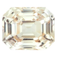 Saphir champagne pêche taille émeraude de 4,50 carats, pierre précieuse naturelle non chauffée et non chauffée, non sertie