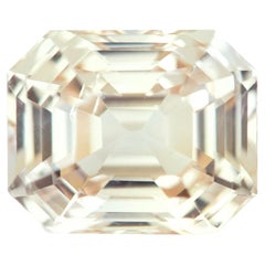 Saphir champagne taille émeraude 4,50 carats, pierre précieuse naturelle non chauffée, non chauffée