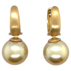Champagne Pearl and Yellow Gold Earrings