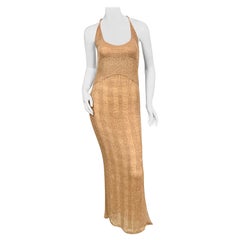 Used Champagne Pink Beaded Silk Chiffon Evening Gown, Anonymous Designer, Never Worn