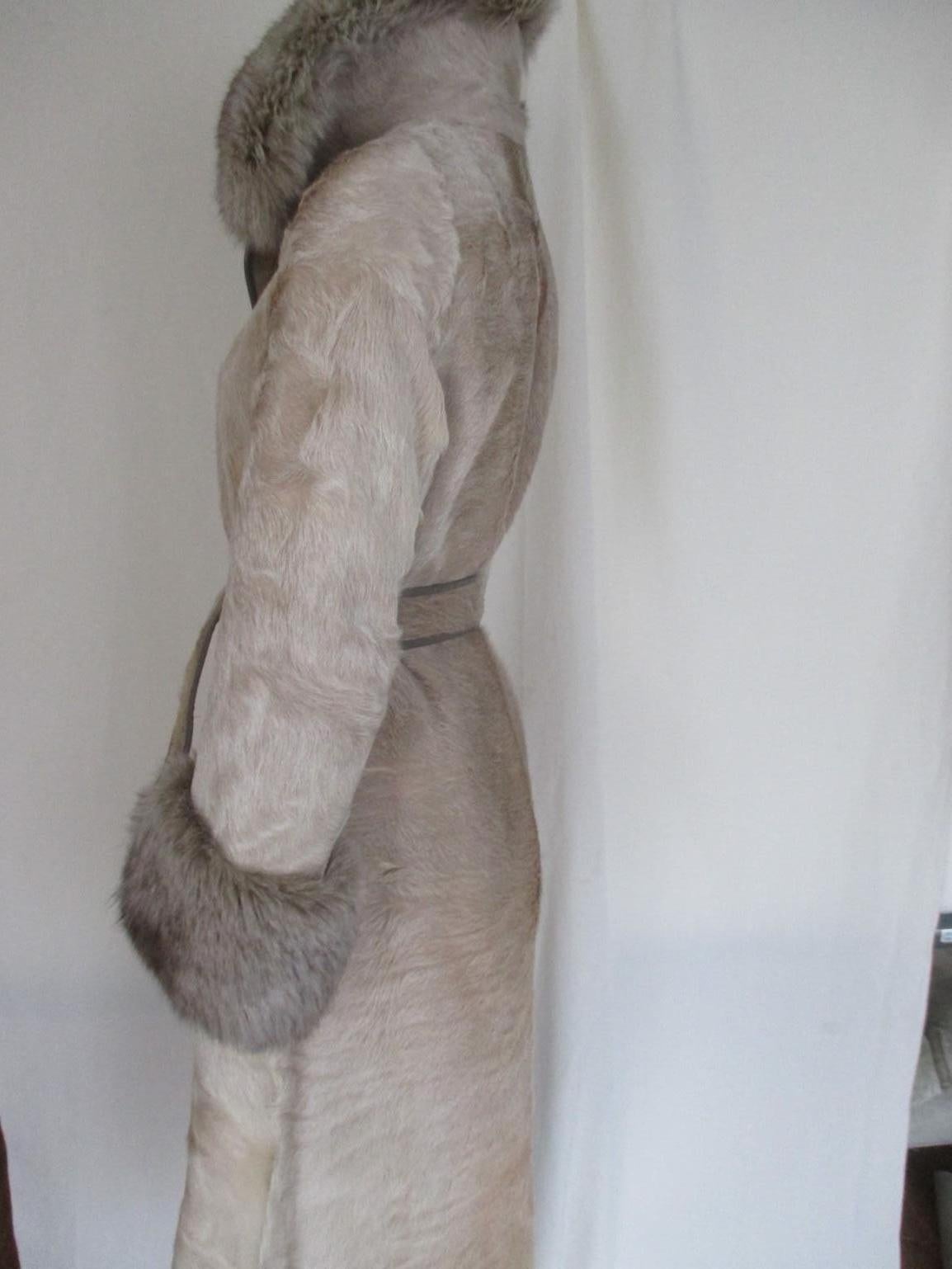 Gray Champagne Pony Skin Fox Fur Coat