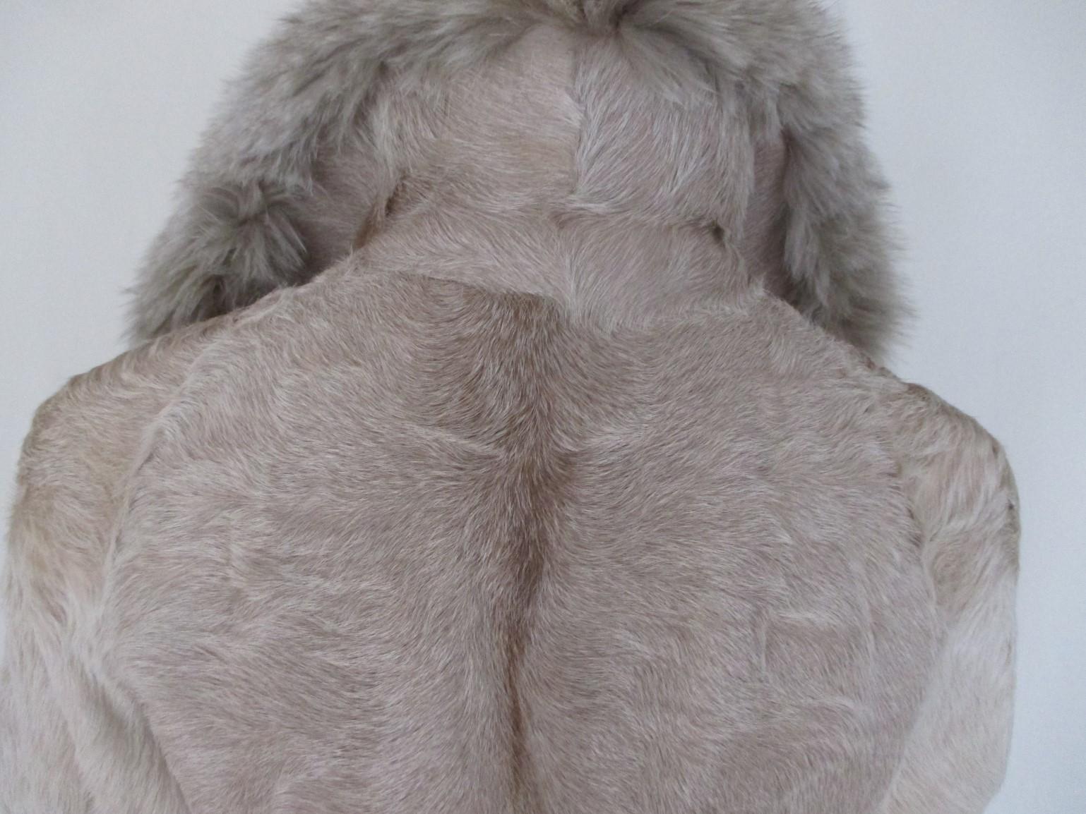 Women's or Men's Champagne Pony Skin Fox Fur Coat